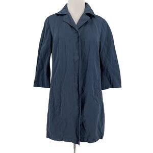 Amina Rubinacci Women's Navy Blue 3/4 Sleeve Trench Coat Size 44